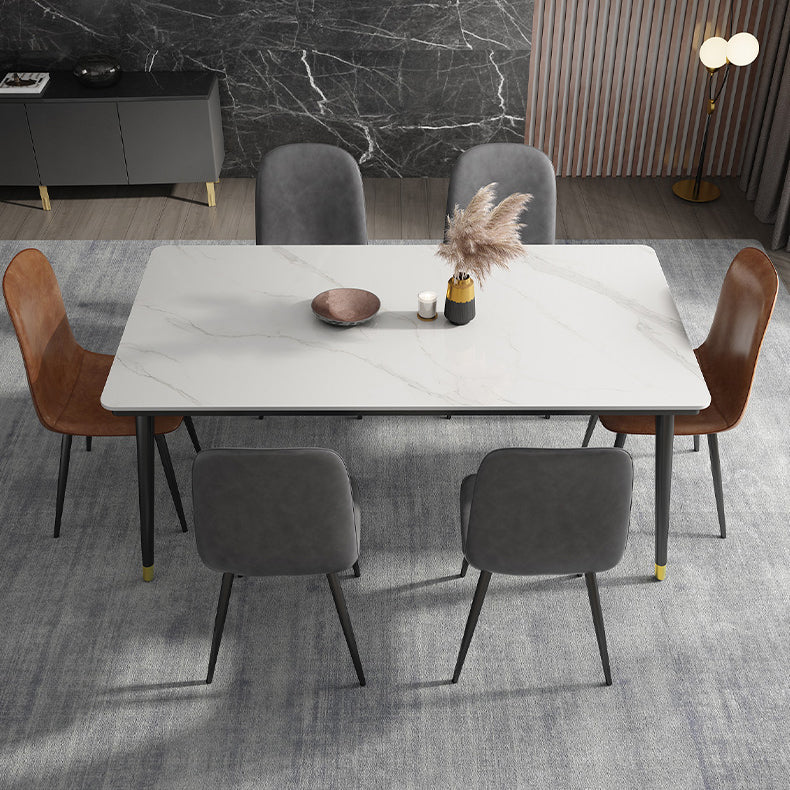 Table à manger de cuisine en pierre fritrée moderne avec base de 4 jambes avec base de 4 jambes