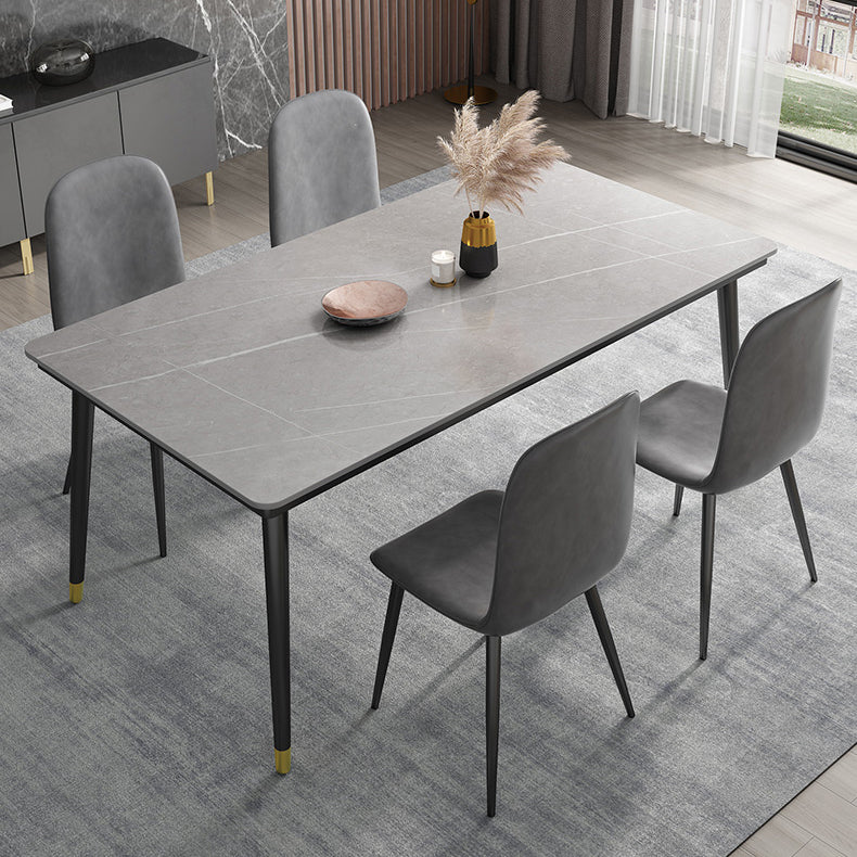 Table à manger de cuisine en pierre fritrée moderne avec base de 4 jambes avec base de 4 jambes