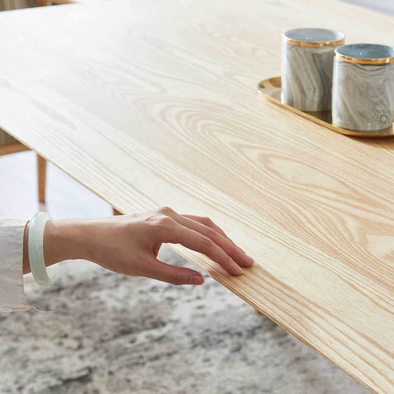 Modern Ash Wood Table Rectangle Dining Table with Wooden 4 Legs for Restaurant