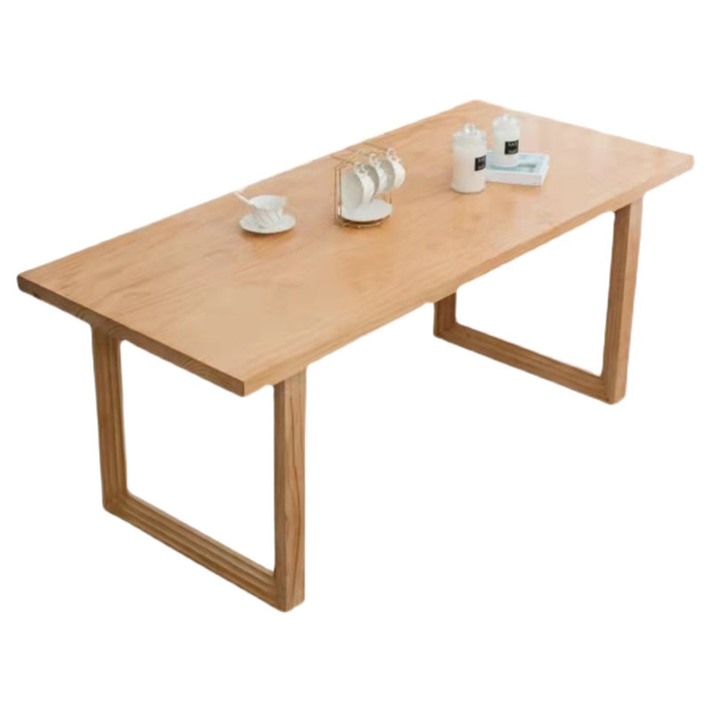 Rechthoek houten tafel in de natuur moderne dennenafel met dubbele voetstuk