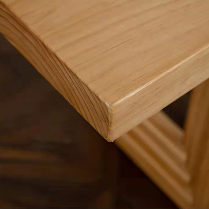 Rechthoek houten tafel in de natuur moderne dennenafel met dubbele voetstuk