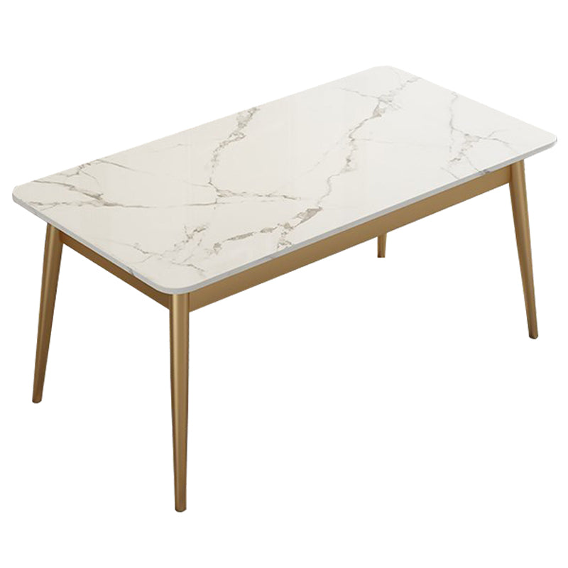 Mesa de comedor rectangular estándar glamorosa mesa de comedor de cocina sinterizada con 4 patas base