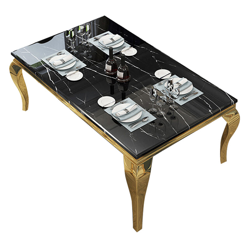 Table de luxe traditionnelle Rectangle Table à manger en acier inoxydable pour la maison