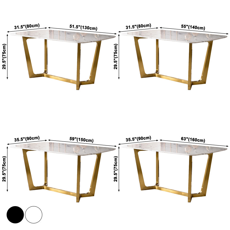 Metal Traditional Luxury Rectangular Table Sintered Stone Indoor Table with Trestle