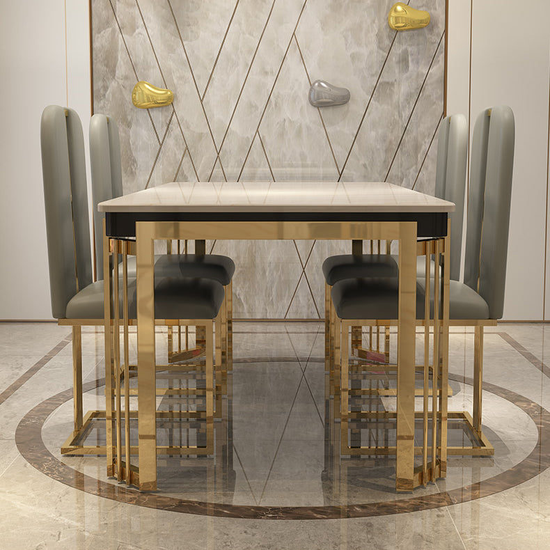 Metall traditionelles Luxus -Rechteck -Innentisch Sintered Stone Tisch mit Beinen