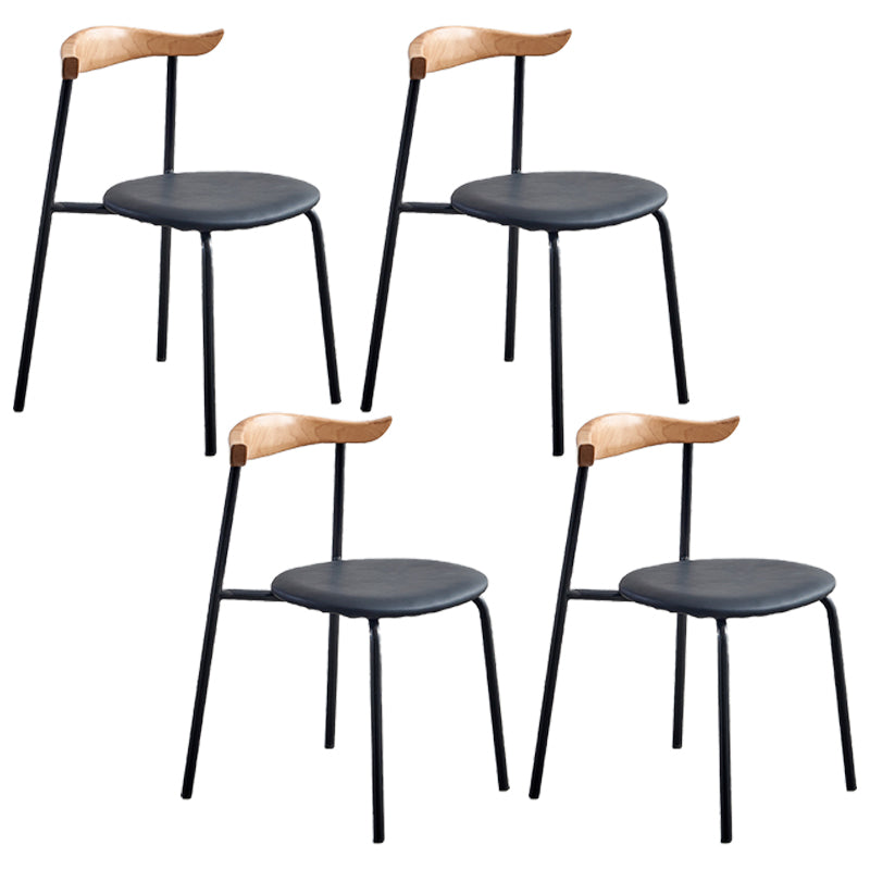 Chaises sans bras de salle à manger contemporaines en métal, chaise latérale de salle à manger à dossier ouvert pour restaurant