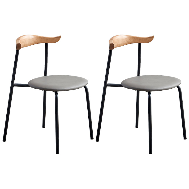 Chaises sans bras de salle à manger contemporaines en métal, chaise latérale de salle à manger à dossier ouvert pour restaurant