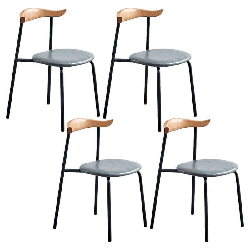 Chaises sans bras de salle à manger contemporaines en métal, chaise latérale de salle à manger à dossier ouvert pour restaurant