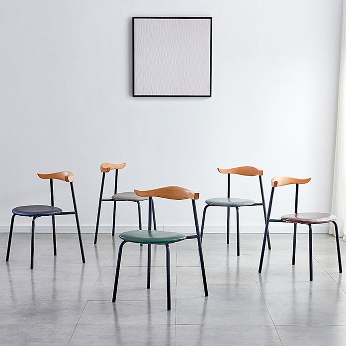 Chaises sans bras de salle à manger contemporaines en métal, chaise latérale de salle à manger à dossier ouvert pour restaurant
