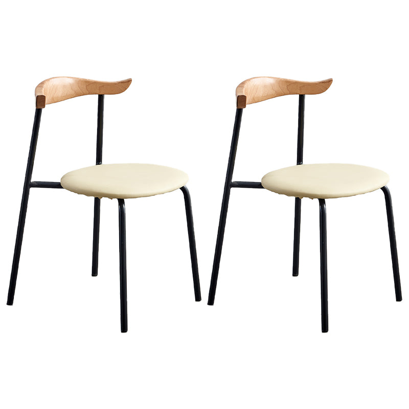 Chaises sans bras de salle à manger contemporaines en métal, chaise latérale de salle à manger à dossier ouvert pour restaurant