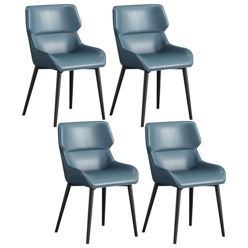 Hedendaagse faux lederen eetkamerstoelen Wingback arm stoel met metalen benen (set van 4)