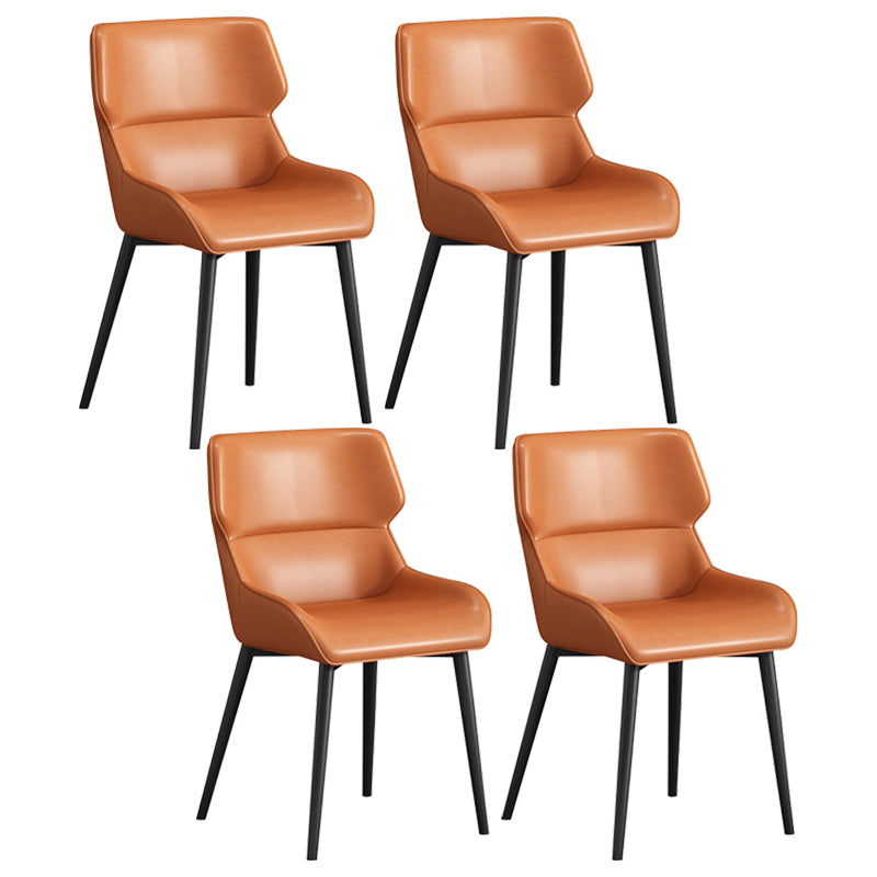 Hedendaagse faux lederen eetkamerstoelen Wingback arm stoel met metalen benen (set van 4)