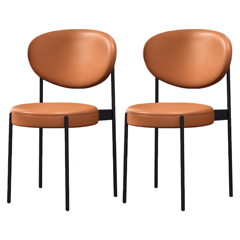 Silla lateral escandinava casera Silla tapizada del comedor con respaldo abierto de metal