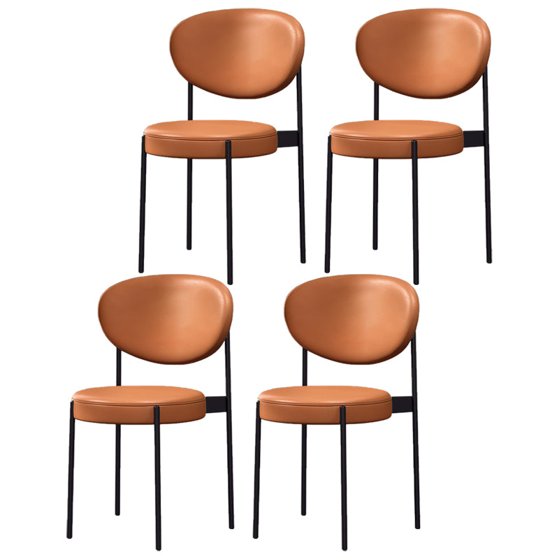 Silla lateral escandinava casera Silla tapizada del comedor con respaldo abierto de metal