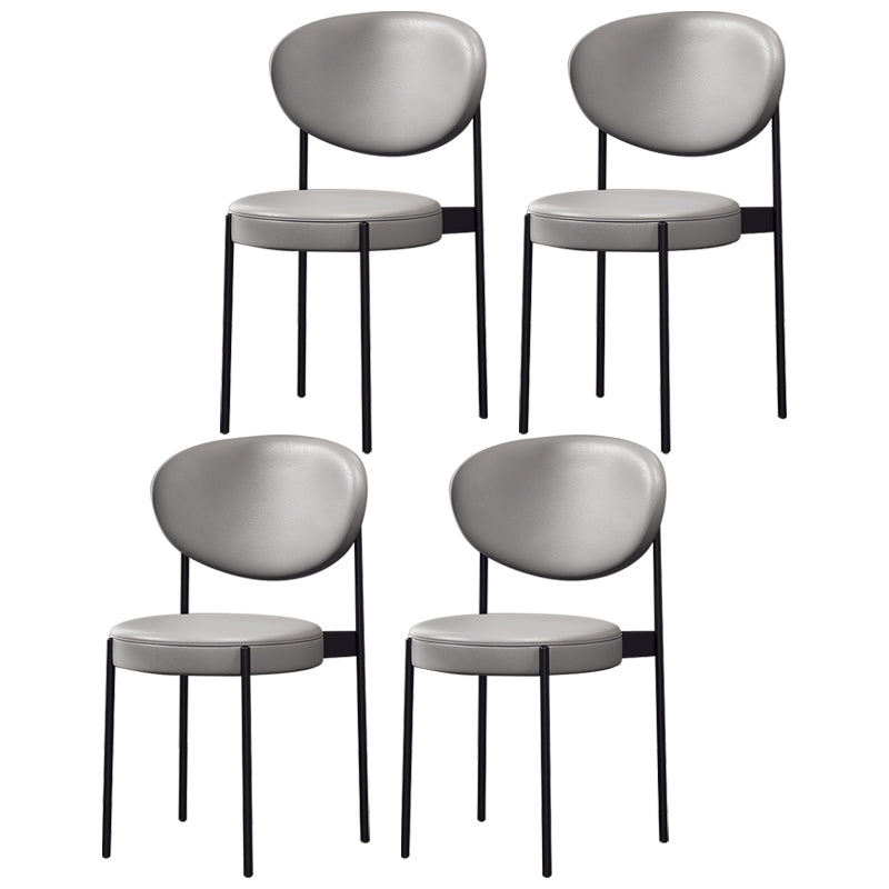 Silla lateral escandinava casera Silla tapizada del comedor con respaldo abierto de metal