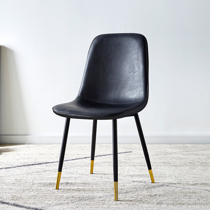 Silla lateral casera escandinava Silla de comedor tapizada con respaldo sólido de metal