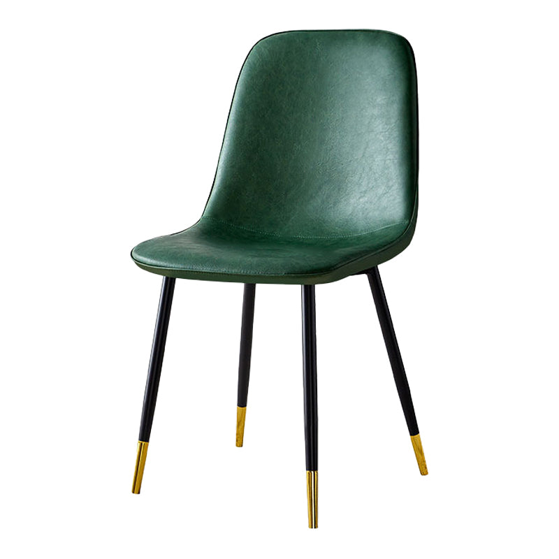 Silla lateral casera escandinava Silla de comedor tapizada con respaldo sólido de metal