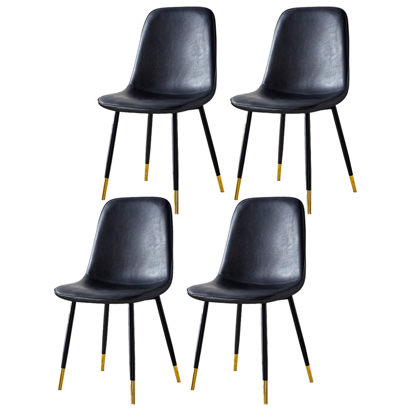 Silla lateral casera escandinava Silla de comedor tapizada con respaldo sólido de metal