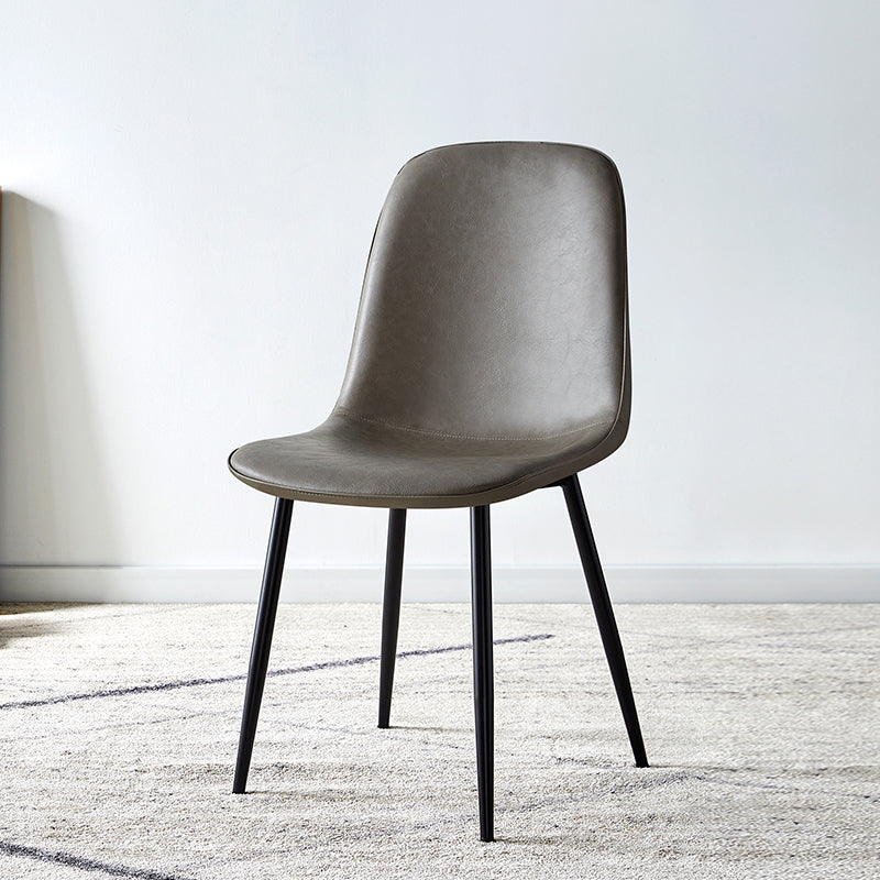 Silla lateral casera escandinava Silla de comedor tapizada con respaldo sólido de metal