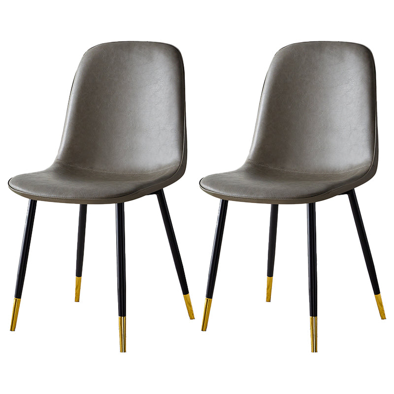 Silla lateral casera escandinava Silla de comedor tapizada con respaldo sólido de metal