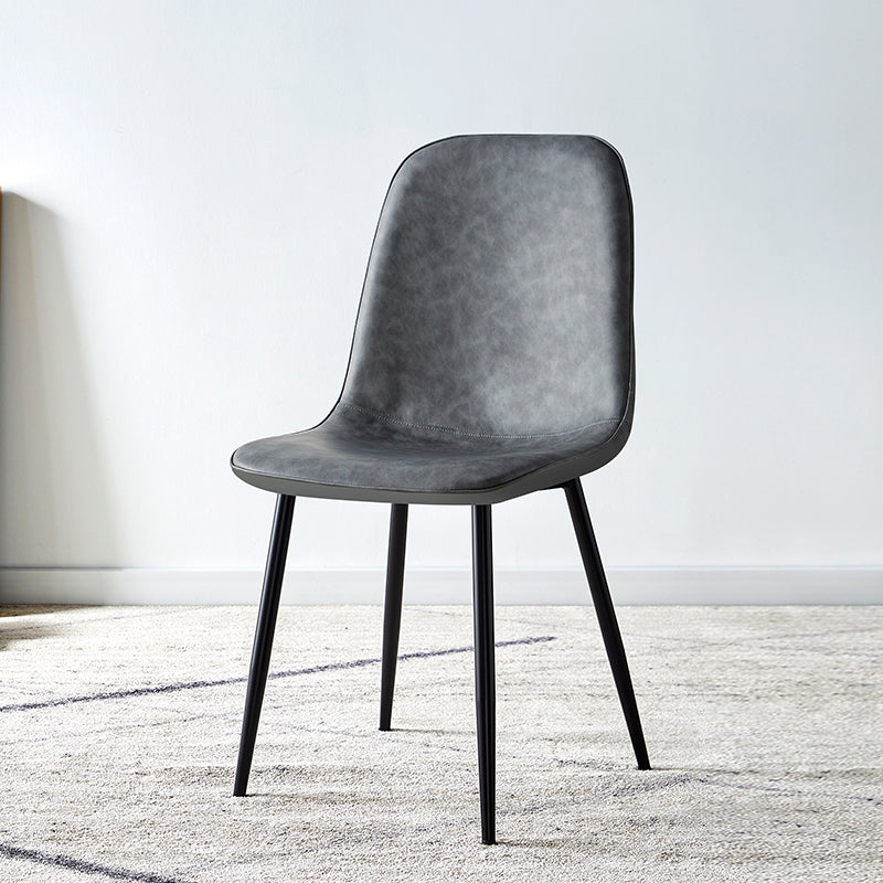 Silla lateral casera escandinava Silla de comedor tapizada con respaldo sólido de metal