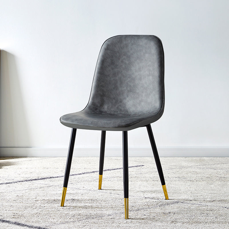 Silla lateral casera escandinava Silla de comedor tapizada con respaldo sólido de metal