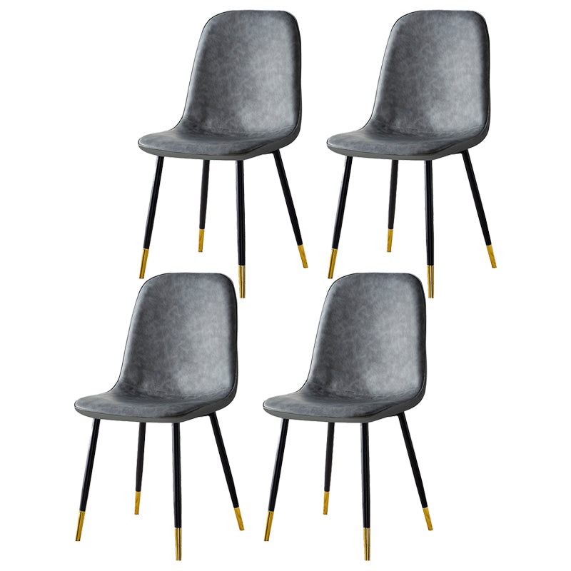Silla lateral casera escandinava Silla de comedor tapizada con respaldo sólido de metal