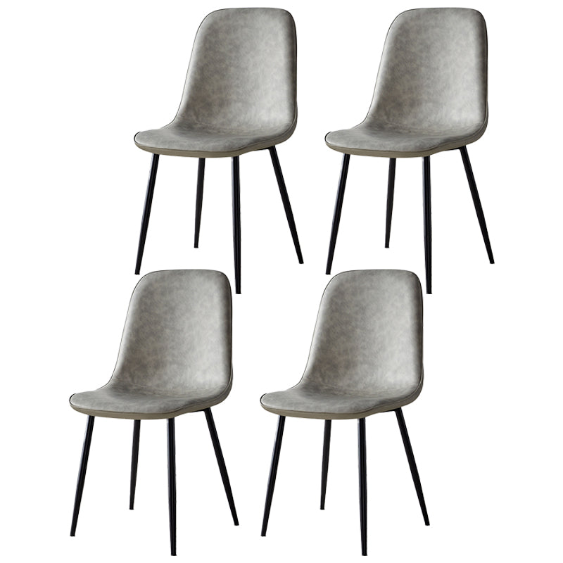 Silla lateral casera escandinava Silla de comedor tapizada con respaldo sólido de metal