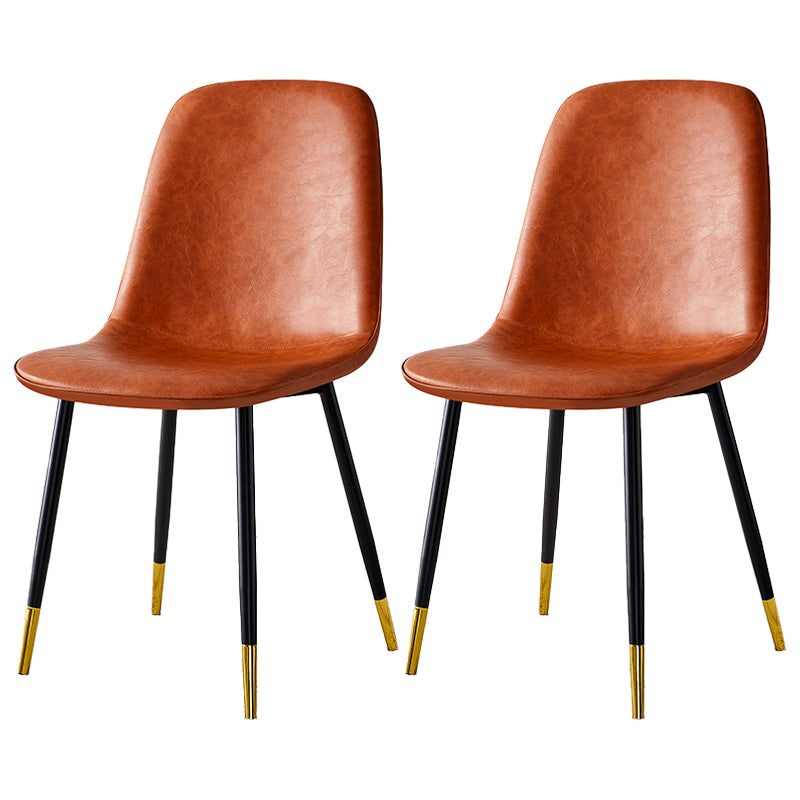 Silla lateral casera escandinava Silla de comedor tapizada con respaldo sólido de metal