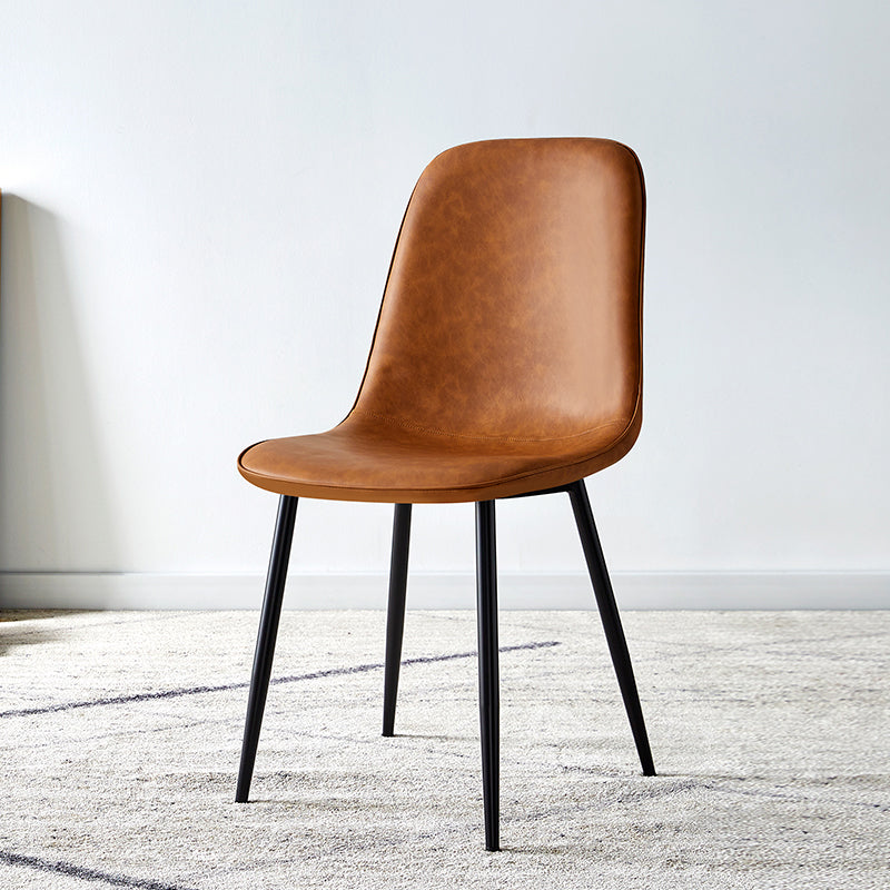Silla lateral casera escandinava Silla de comedor tapizada con respaldo sólido de metal