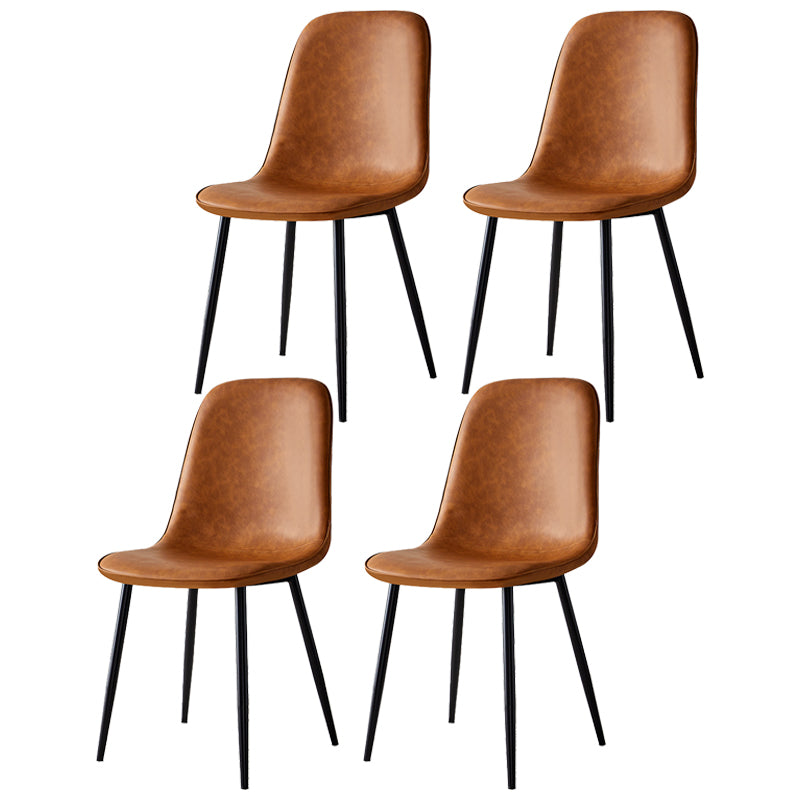 Silla lateral casera escandinava Silla de comedor tapizada con respaldo sólido de metal