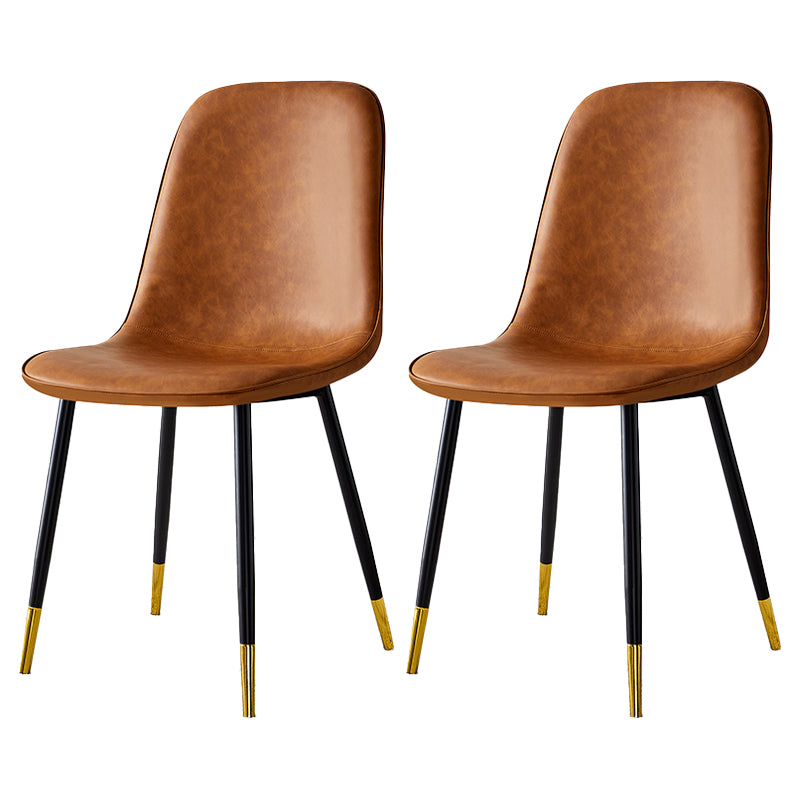 Silla lateral casera escandinava Silla de comedor tapizada con respaldo sólido de metal