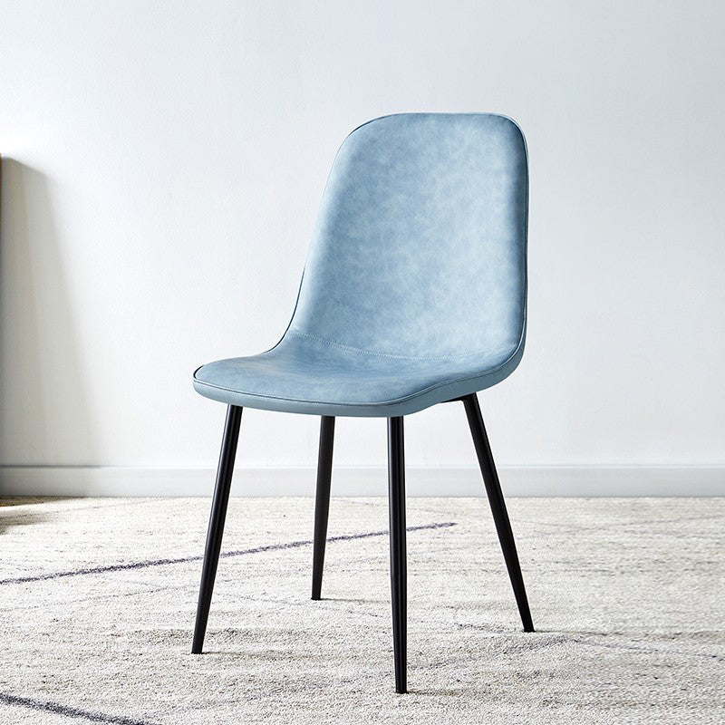 Silla lateral casera escandinava Silla de comedor tapizada con respaldo sólido de metal