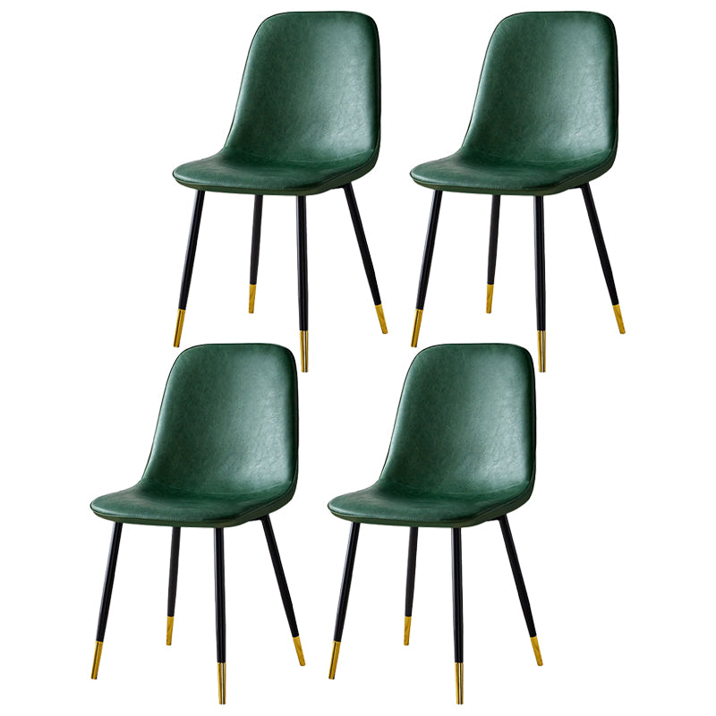 Silla lateral casera escandinava Silla de comedor tapizada con respaldo sólido de metal