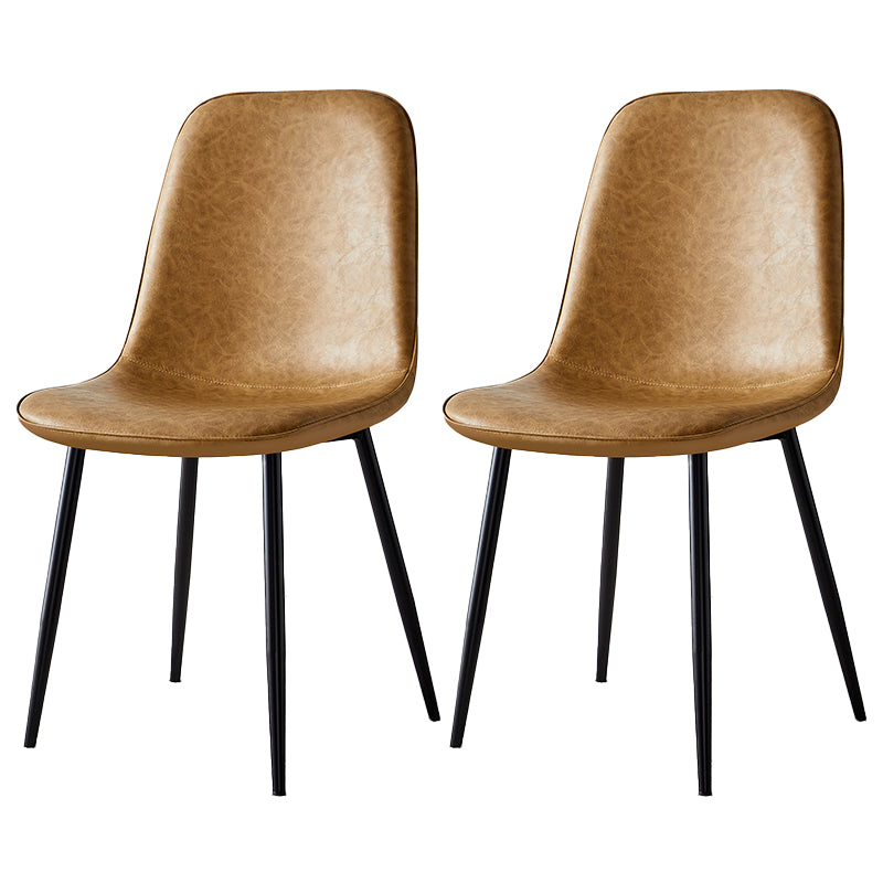 Silla lateral casera escandinava Silla de comedor tapizada con respaldo sólido de metal