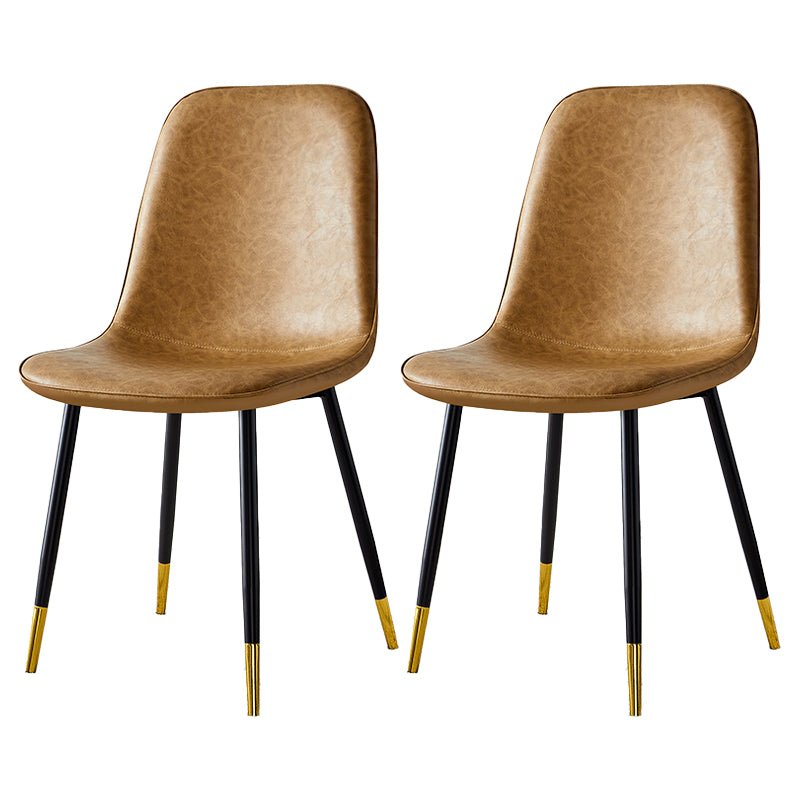 Silla lateral casera escandinava Silla de comedor tapizada con respaldo sólido de metal