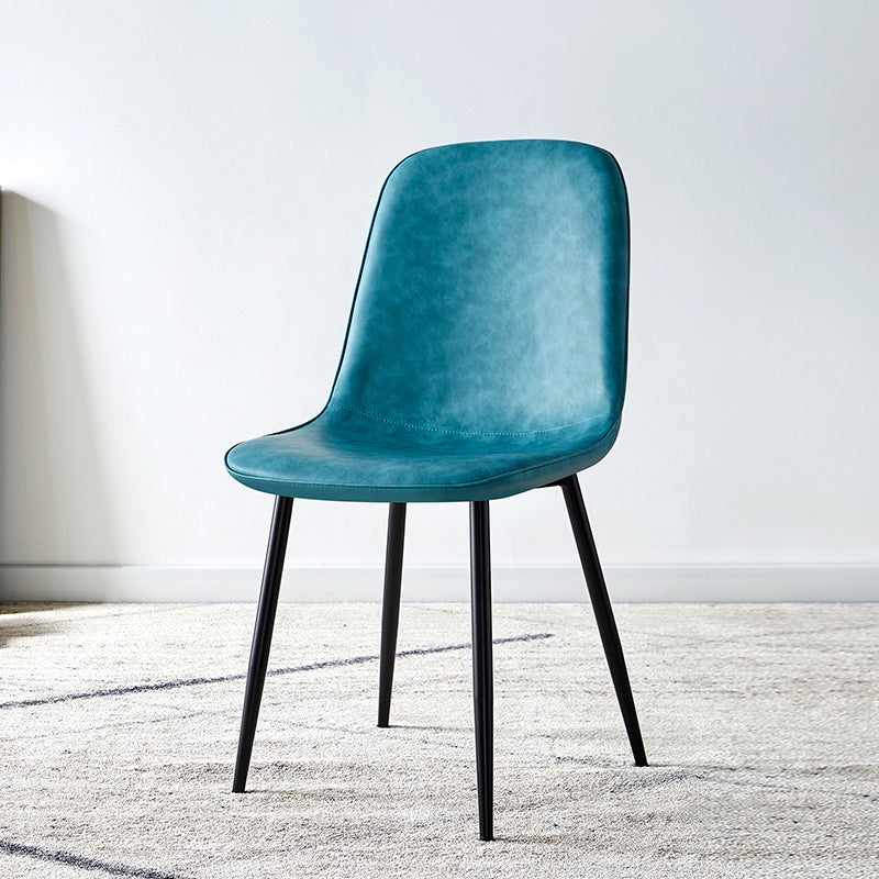 Silla lateral casera escandinava Silla de comedor tapizada con respaldo sólido de metal