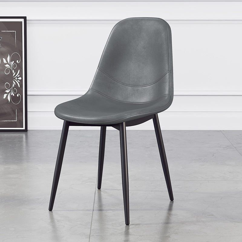 Silla lateral casera escandinava Silla de comedor tapizada con respaldo sólido de metal