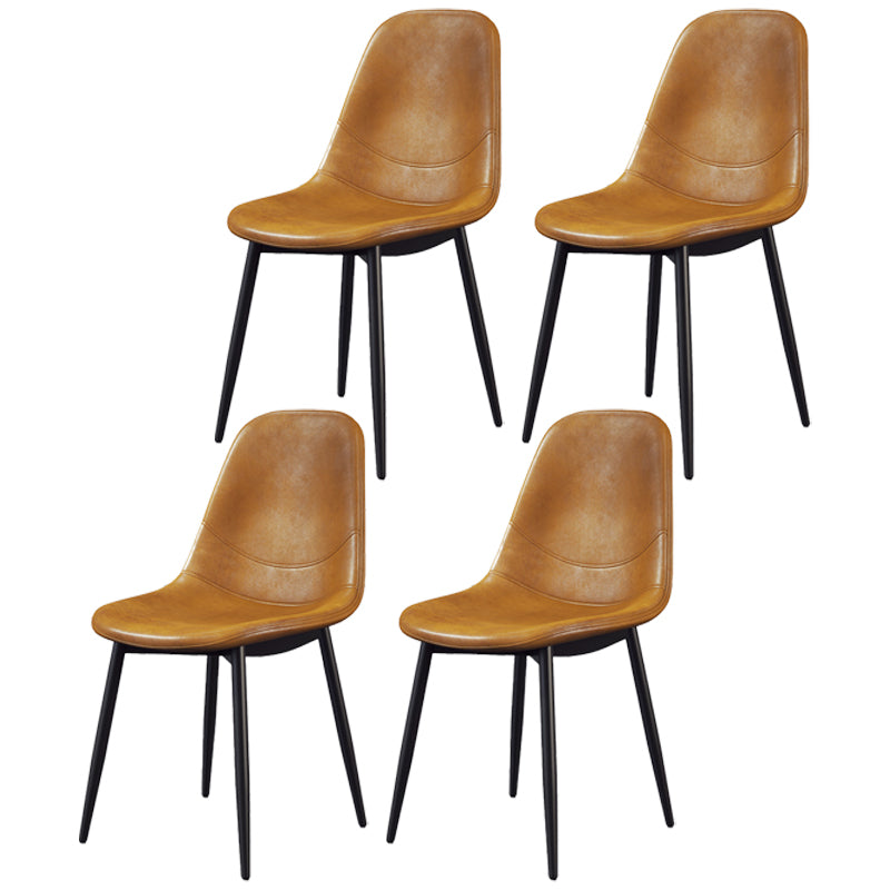 Silla lateral casera escandinava Silla de comedor tapizada con respaldo sólido de metal