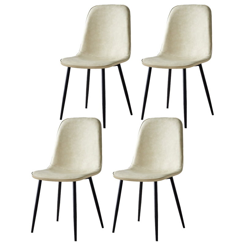 Silla lateral casera escandinava Silla de comedor tapizada con respaldo sólido de metal