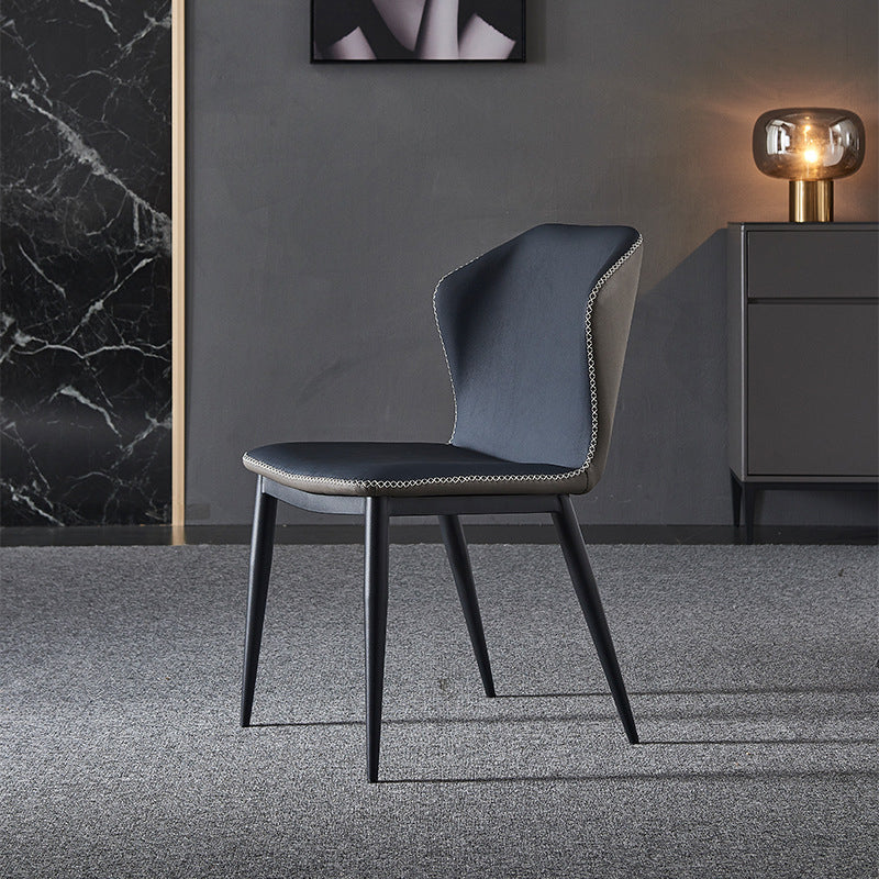 Silla lateral casera contemporánea Silla de comedor tapizada de metal con respaldo lateral