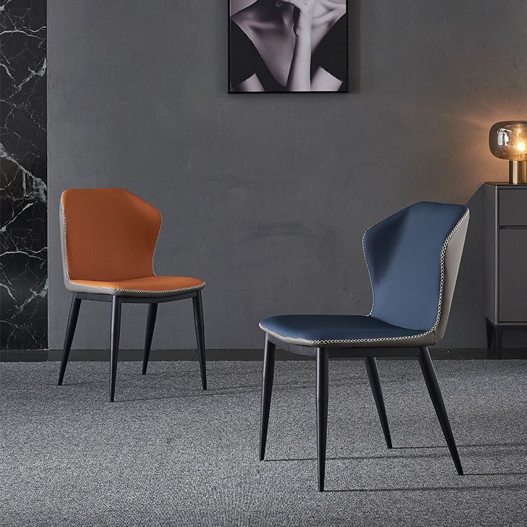 Silla lateral casera contemporánea Silla de comedor tapizada de metal con respaldo lateral