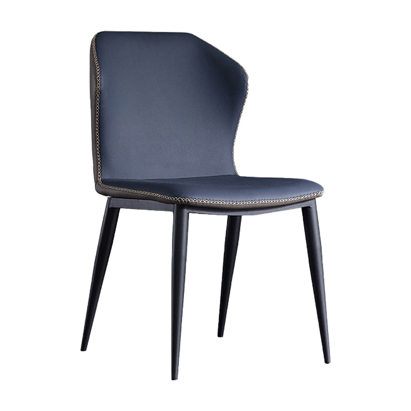 Silla lateral casera contemporánea Silla de comedor tapizada de metal con respaldo lateral