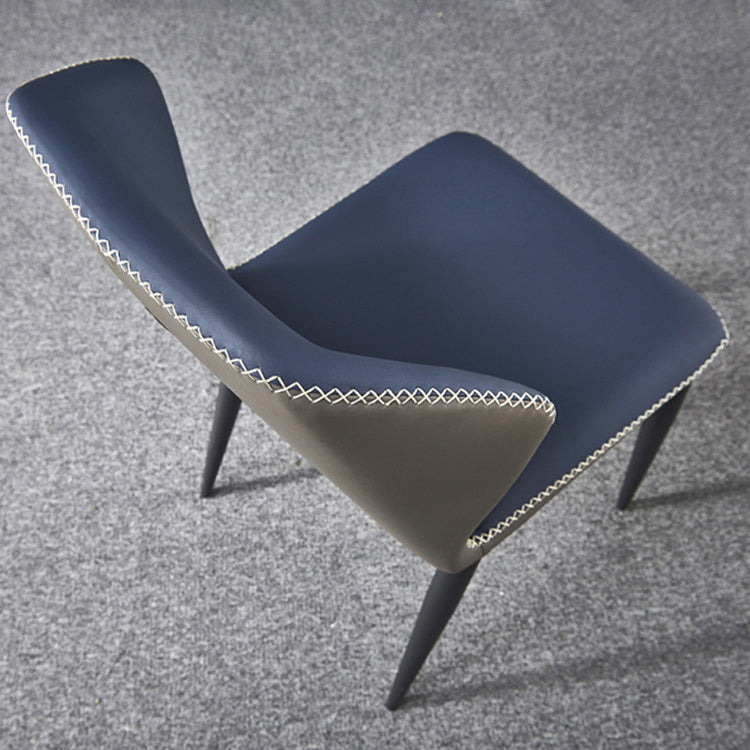 Silla lateral casera contemporánea Silla de comedor tapizada de metal con respaldo lateral