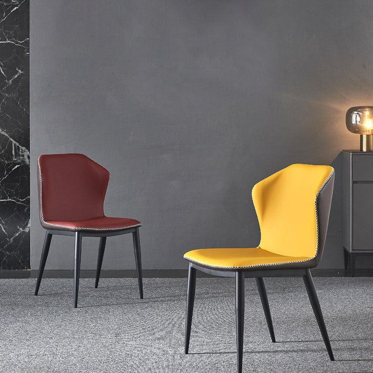 Silla lateral casera contemporánea Silla de comedor tapizada de metal con respaldo lateral
