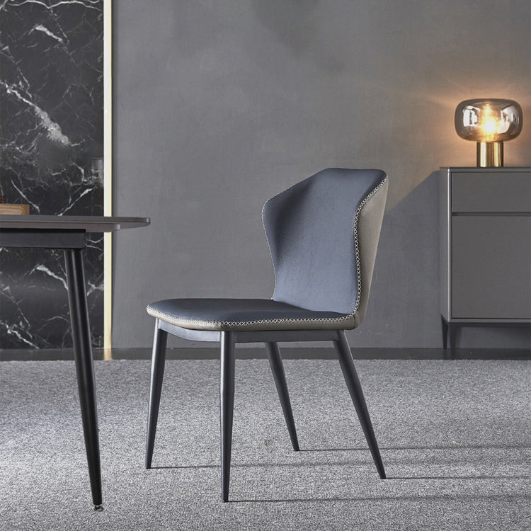 Silla lateral casera contemporánea Silla de comedor tapizada de metal con respaldo lateral
