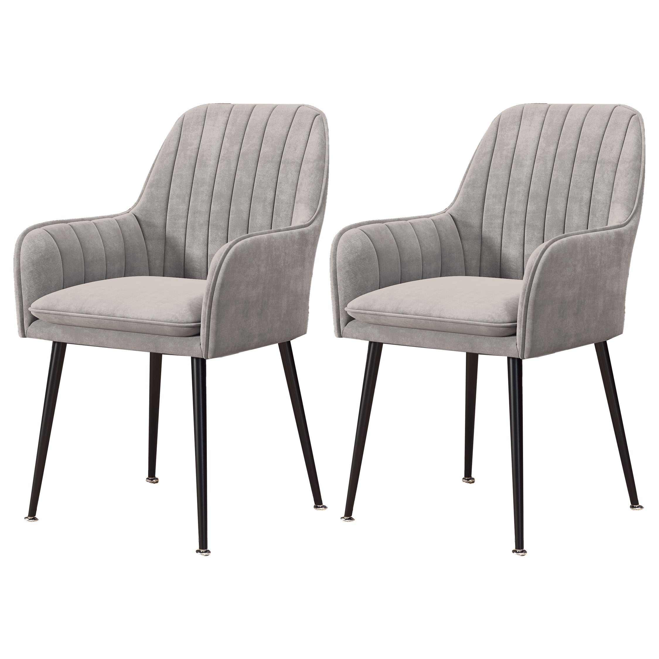 Fauteuil de salle à manger rembourré avec pieds en métal (Ensemble de 2)