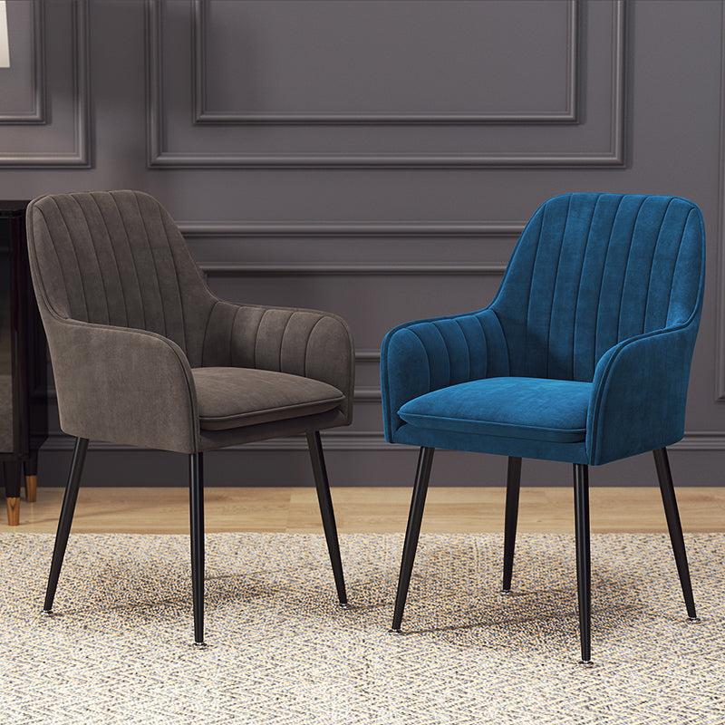 Fauteuil de salle à manger rembourré avec pieds en métal (Ensemble de 2)