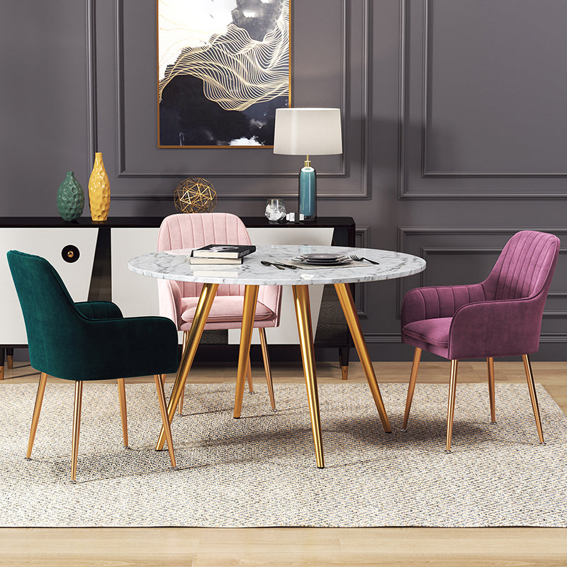 Fauteuil de salle à manger rembourré avec pieds en métal (Ensemble de 2)