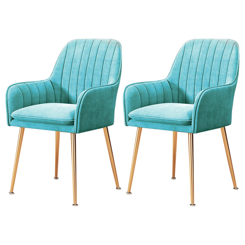 Fauteuil de salle à manger rembourré avec pieds en métal (Ensemble de 2)